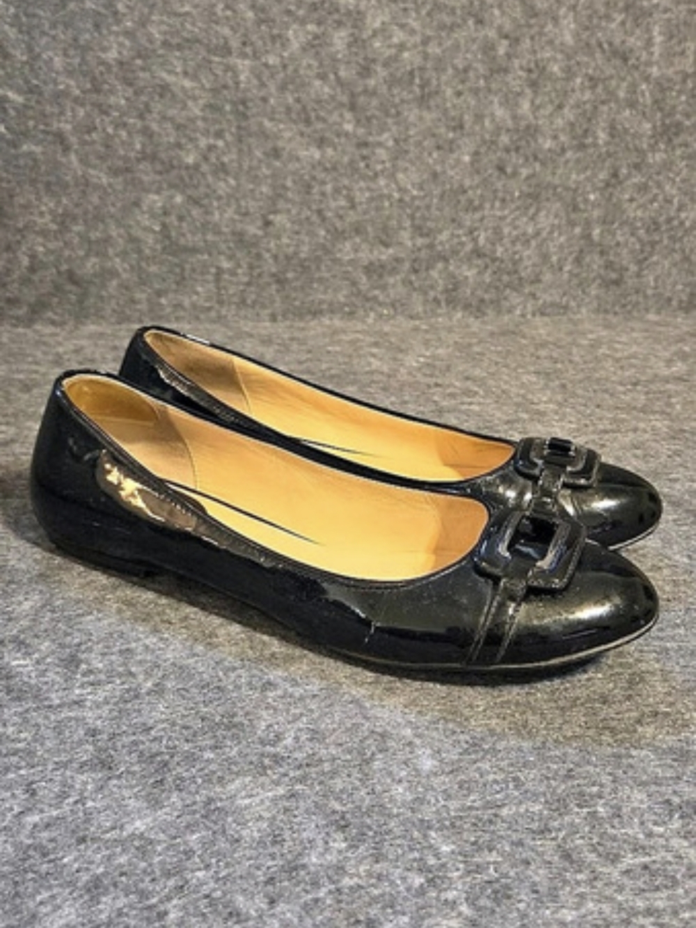 Cole Haan Black Patent Ballet Flats With Buckle Detail - Picture 3 of 10